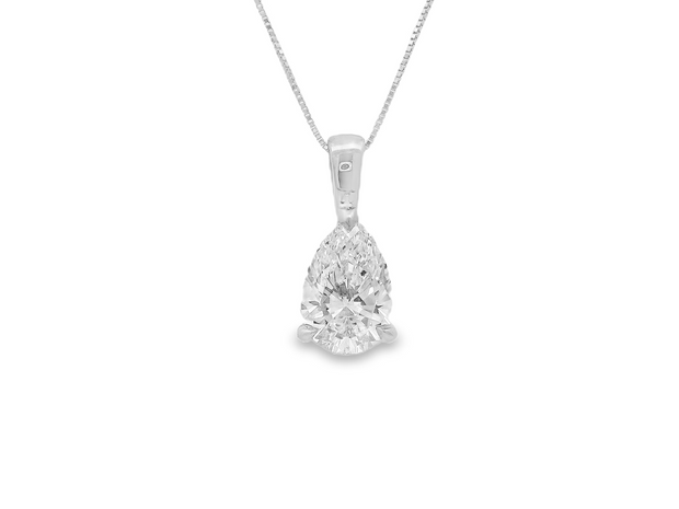 14K White Gold Lab Grown Diamond Solitaire Pendant - 2.01ct