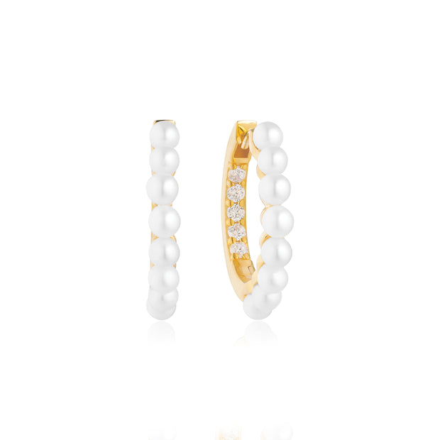 Sif Jakobs Yellow Pearl and CZ Hoop Earrings