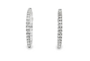 14K White Gold Diamond Hoop Earrings - 1.00ctw