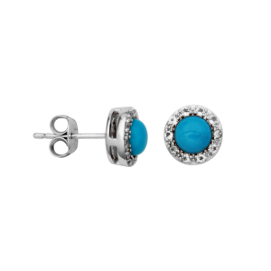 Silver Birthstone Earrings- Turquoise