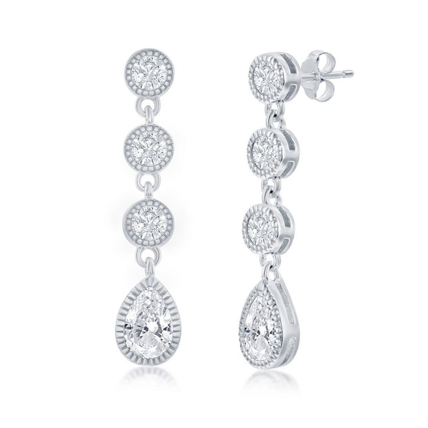 Silver CZ Dangle Earrings