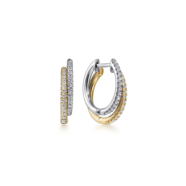 Gabriel & Co. Yellow-White Diamond Huggie Earrings