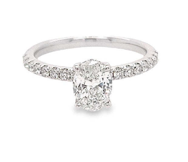 14K White Gold Oval Diamond Engagement Ring - 1.25ctw