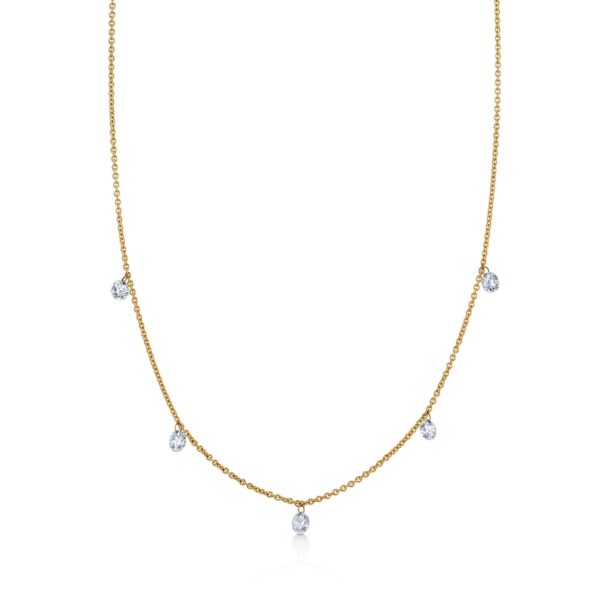 14K Yellow Gold Lab Grown Drilled Diamond Necklace