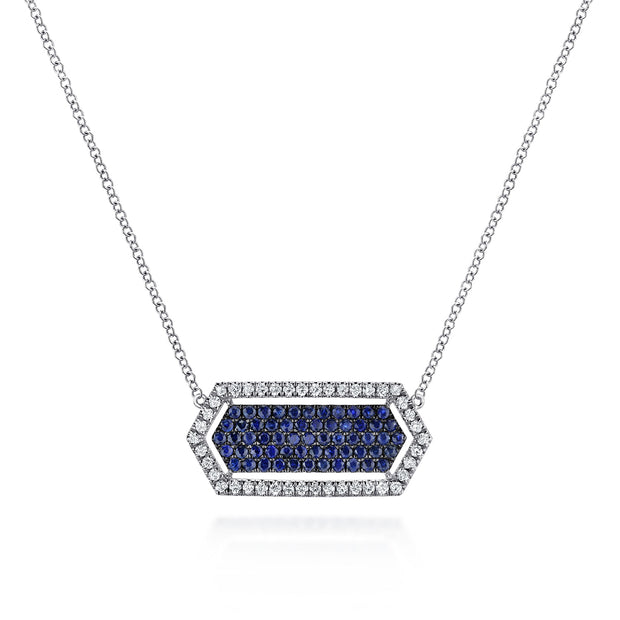 Gabriel & Co. Diamond and Blue Sapphire Pendant Necklace