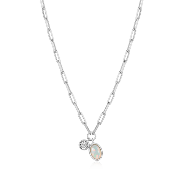 Monte Luna Silverr October Birthstone Pendant Necklace