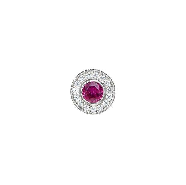 Platinum Finish Micropave Birthstone Charm