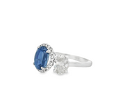 18K White Gold Moi Toi Fashion Ring with Madagascar Sapphire and Diamond Accents