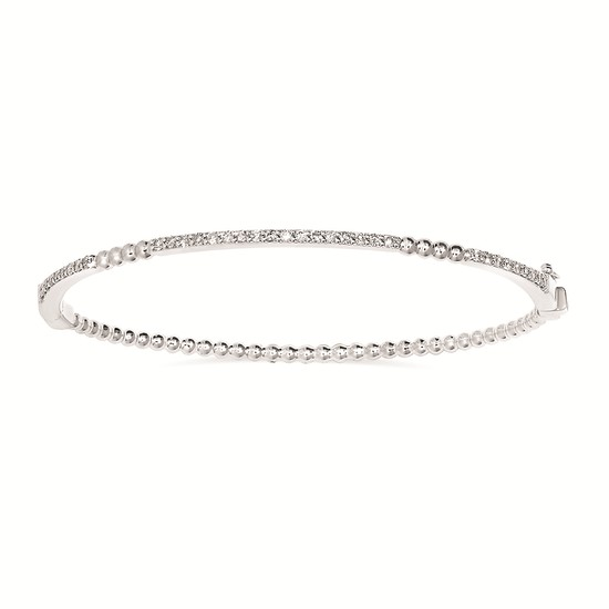 Silver Bangle with Diamonds