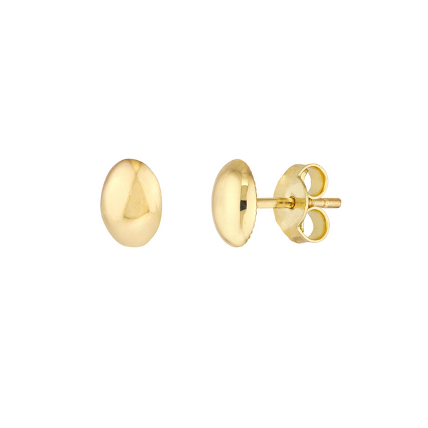 Yellow Gold Oval Stud Earrings