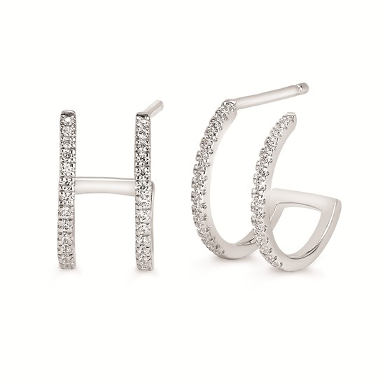 White  Gold  Diamond Hoop Earrings