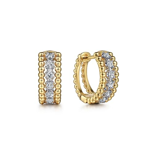 Gabriel & Co. Yellow/White Pave Diamond Huggie Earrings
