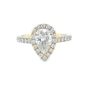 14 Karat Yellow Pear Halo engagement Ring - 1.67ctw