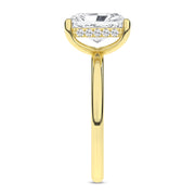 Yellow Gold Lab Grown Engagement Ring with Radiant Cut  Diamond and Hidden Halo