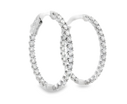 14K White Gold Diamond Hoops-1.95ctw