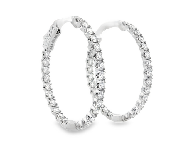 14K White Gold Diamond Hoops-1.95ctw