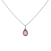 14K White Gold Pink Spinel and Diamond Pendant