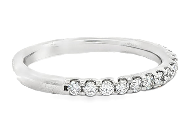 14K White Gold Diamond Wedding Band - 1/2 Way