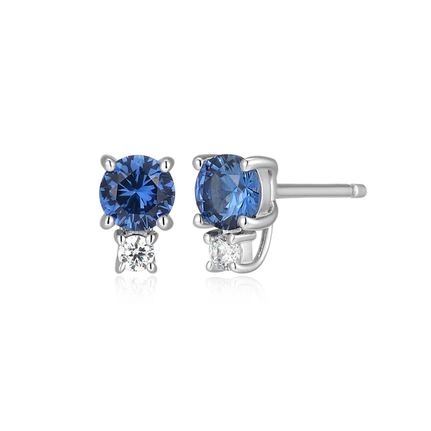 Monte Luna Silver Created Sapphire and Diamond Earrings