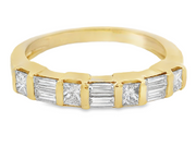 Estate 14K Yellow Gold Baguette & Round Band