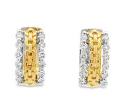 14K Yellow/White Gold Huggie Hoop Earrings