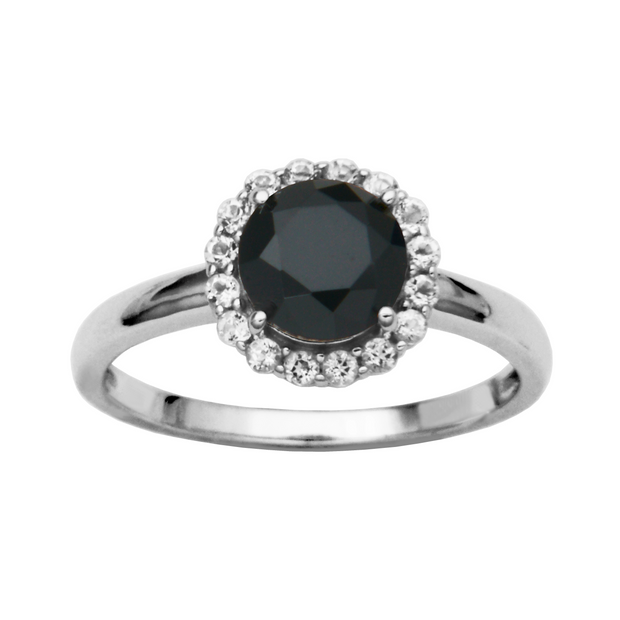 Silver Birthstone Ring- Black Spinel