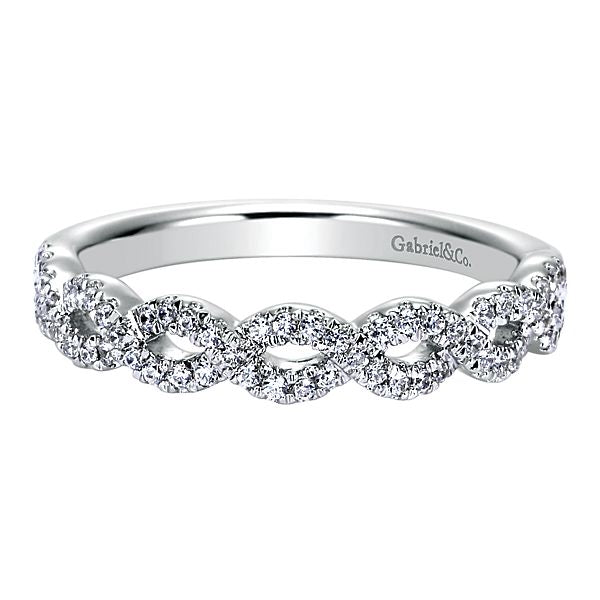 Gabriel & Co. White Twisted Diamond Band