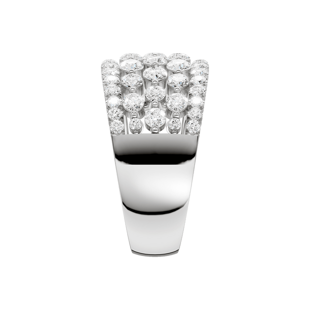 White Gold Mutli-Row Diamond  Fashion Ring with Lab Grown Diamonds