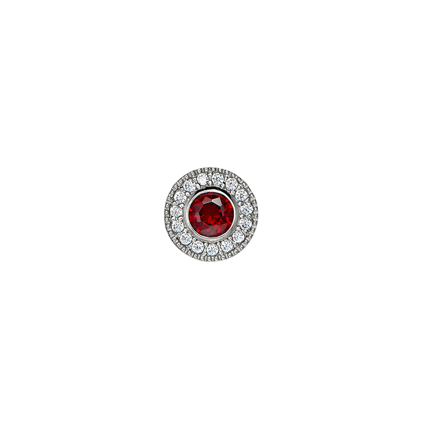 Platinum Finish Micropave Birthstone Charm