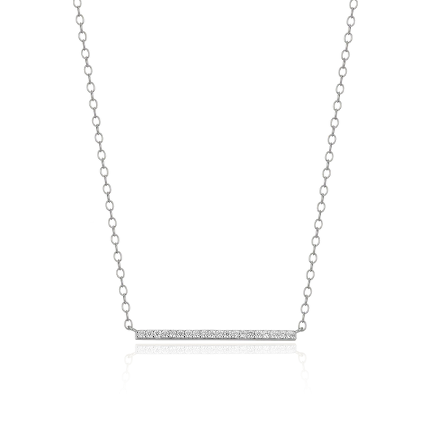 Monte Luna Silver Lab Grown Diamond Pave Bar Necklace