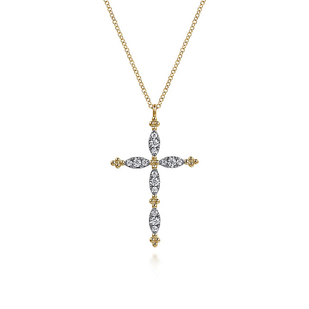 Gabriel & Co. Yellow Diamond Cross Pendant Necklace