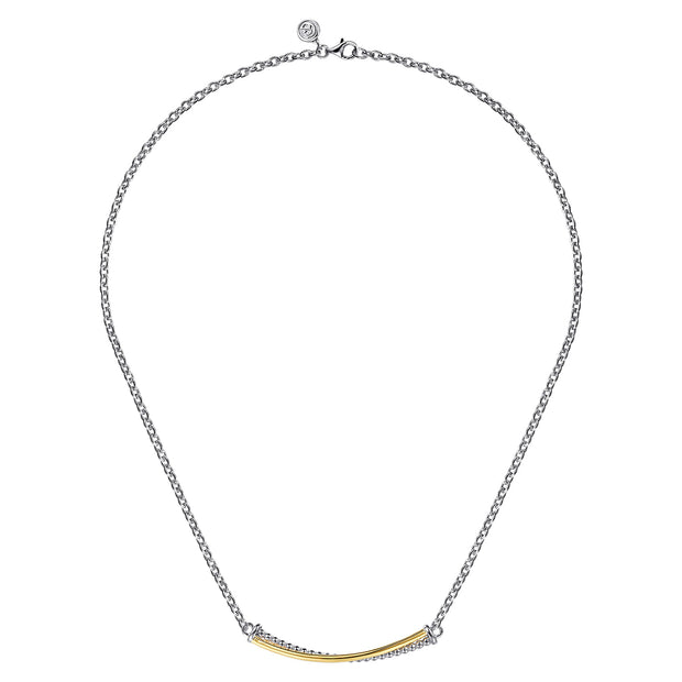 Gabriel & Co. Sterling Silver & 14K Yellow Gold Bujukan Criss Cross Bar Necklace