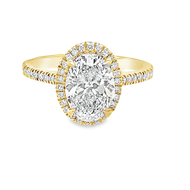 14K Yellow Gold Lab Grown Oval Halo Engagement Ring - 2.32ctw