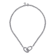 Gabriel & Co Silver Bujukan Link Chain Necklace with White Sapphires