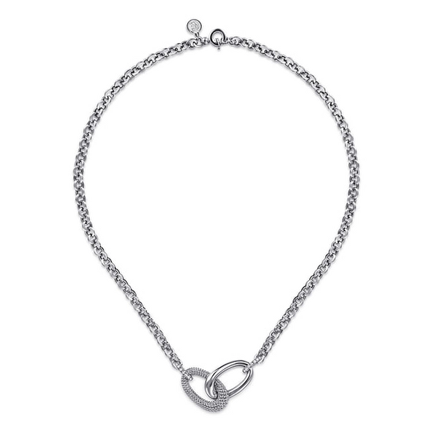 Gabriel & Co Silver Bujukan Link Chain Necklace with White Sapphires