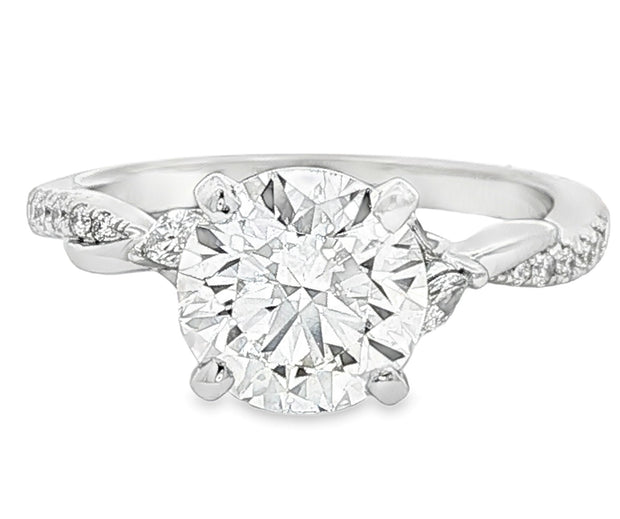 14K White Gold Diamond Engagement Ring - Lab & Natural