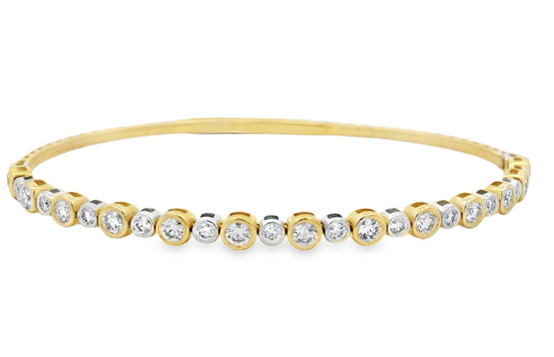 14K Two-Tone Diamond Bangle Bracelet - 1.42ctw