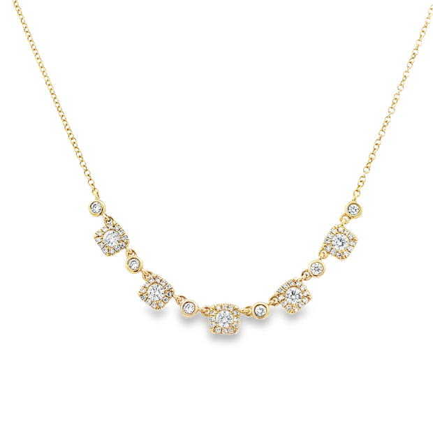 14K Yellow Gold Diamond Alternating Station Necklace