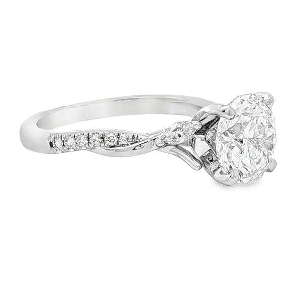 14K White Gold Diamond Engagement Ring - Lab & Natural