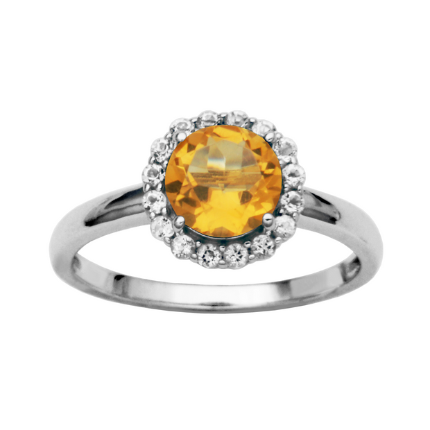 Silver Birthstone Ring-Citrine