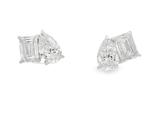 14K White Gold Lab Grown Moi and Toi Diamond Studs