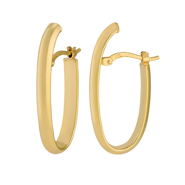 Yellow Gold Oval Hoop Earrings