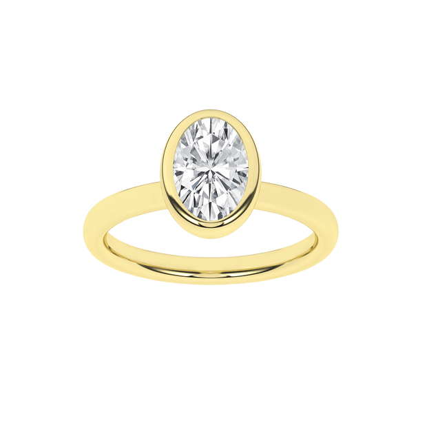 14K Yellow Gold  Labroratory Grown Oval Diamond Engagement Ring