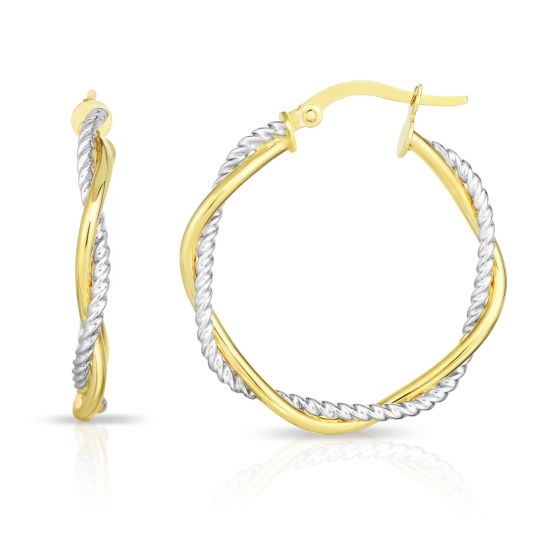 Yellow/White Round Twist Earrings