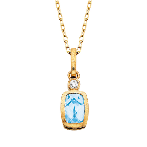 Yellow Gold Aquamarine Pendant Necklace