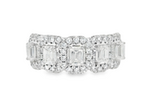 14K Lab Grown Emerald Cut and Round Diamond Fashion Ring