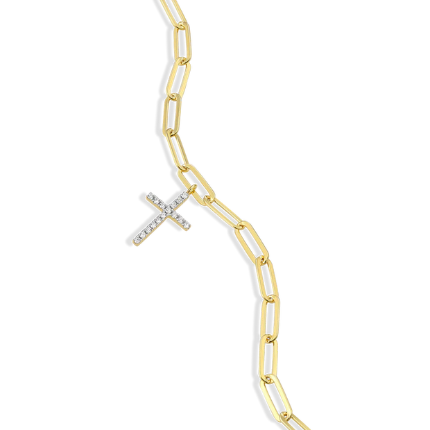 Monte Luna Yellow Paperclip Bracelet with LG Diamond Cross