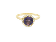 14K Yellow Gold Amethyst & Diamond Ring