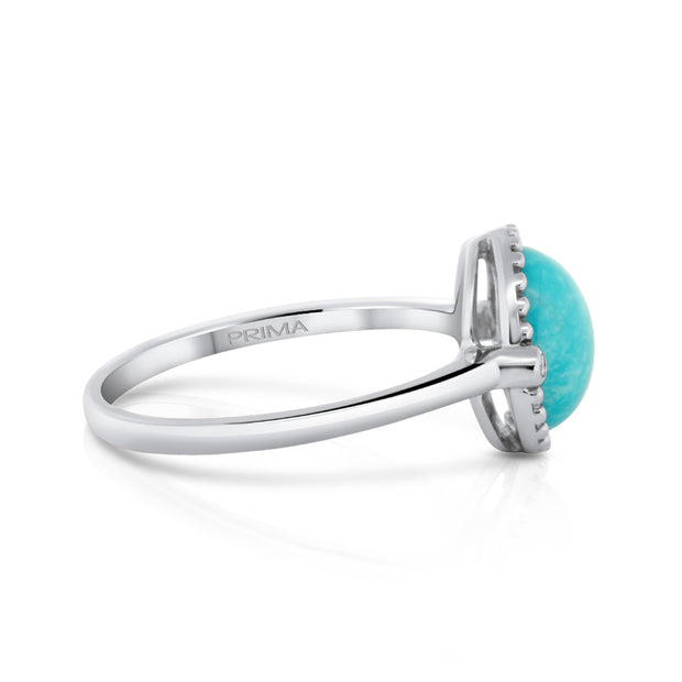 14K Yellow Gold Turquoise & Diamond Ring