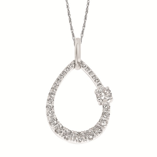 White Gold Diamond Teardrop Pendant Necklace